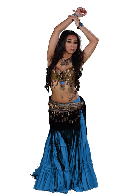 Miss Belly Dance Tribal Bra Belt And 25 Yd Skirt Bellydancer Costume Missbellydance