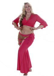 Belly Dance Plus Sized Lycra Harem Pants, Top & Hip Scarf Costume Set | Raqs Choli