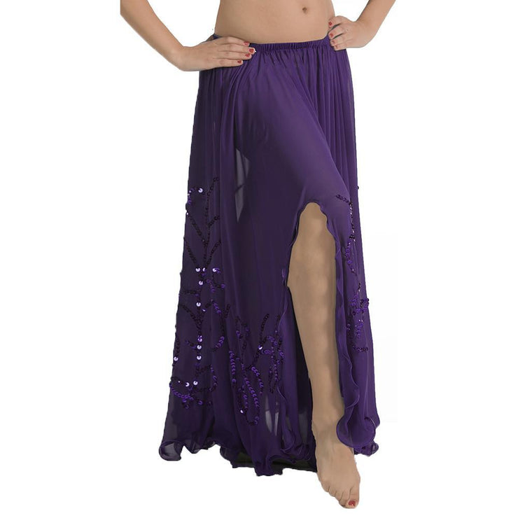 Belly Dance Full Circular Sequined Chiffon Skirt | SEQUINED PANEL