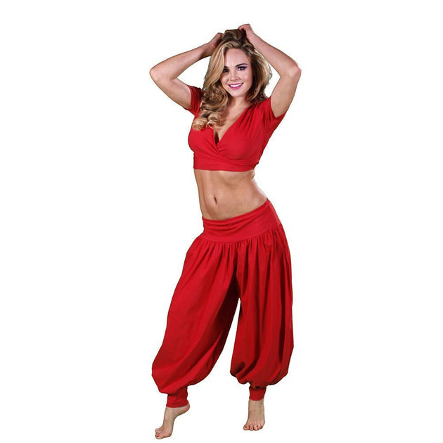 YONGHS Women's Belly Dance Costume Sequin Harem Lantern Pants Arabic  Halloween Trousers Royal Blue One Size 