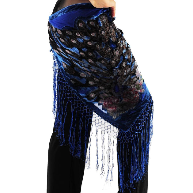 Belly Dance Hip Scarf Shawl With Fringe Tribal Triangle Tassles Wrap