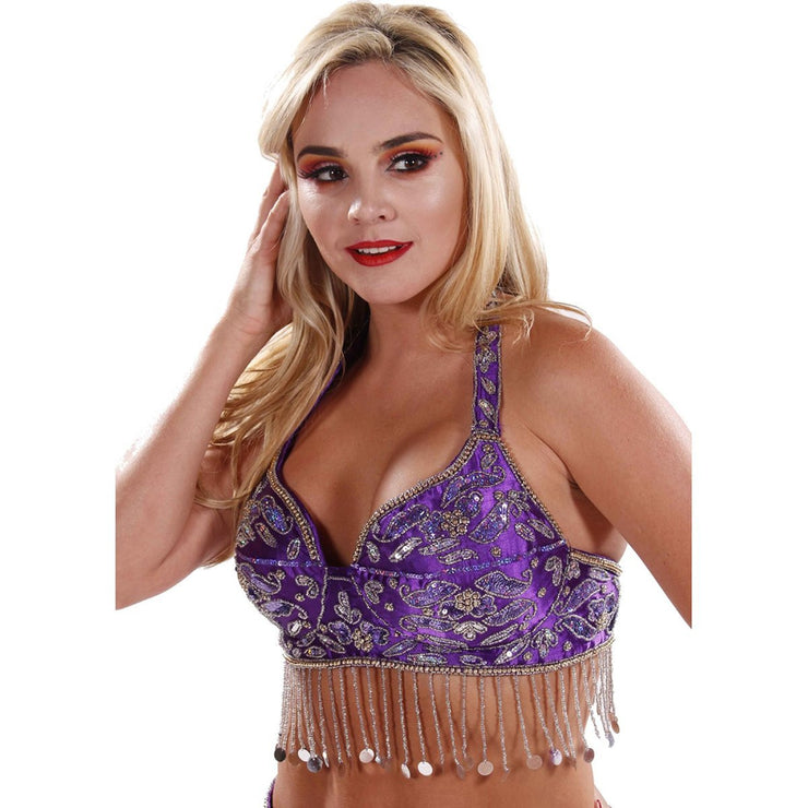 Belly Dance Sequined Bra with Coins | RAQS SHOWSTOPPER