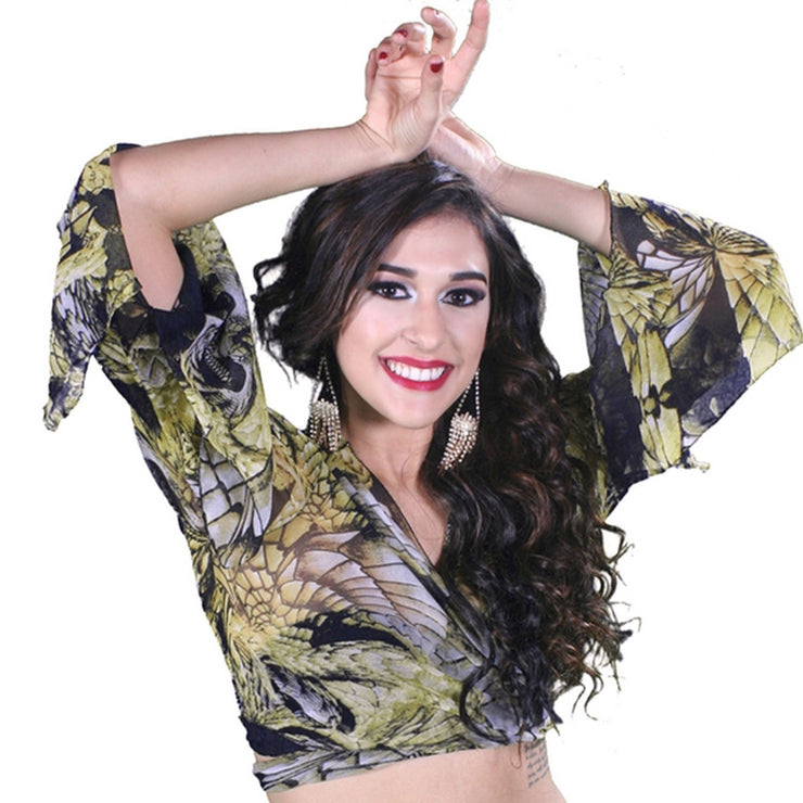 Belly Dance Sheer Designed Choli Top | Fetina Bolo