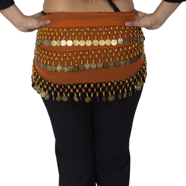 Belly Dance Chiffon 3 Straight Rows Hip Scarf | TURKISTANI