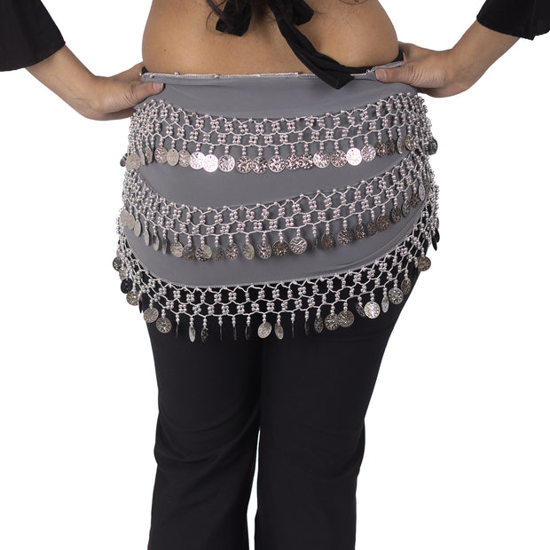Belly Dance Chiffon 3 Straight Rows Hip Scarf | TURKISTANI