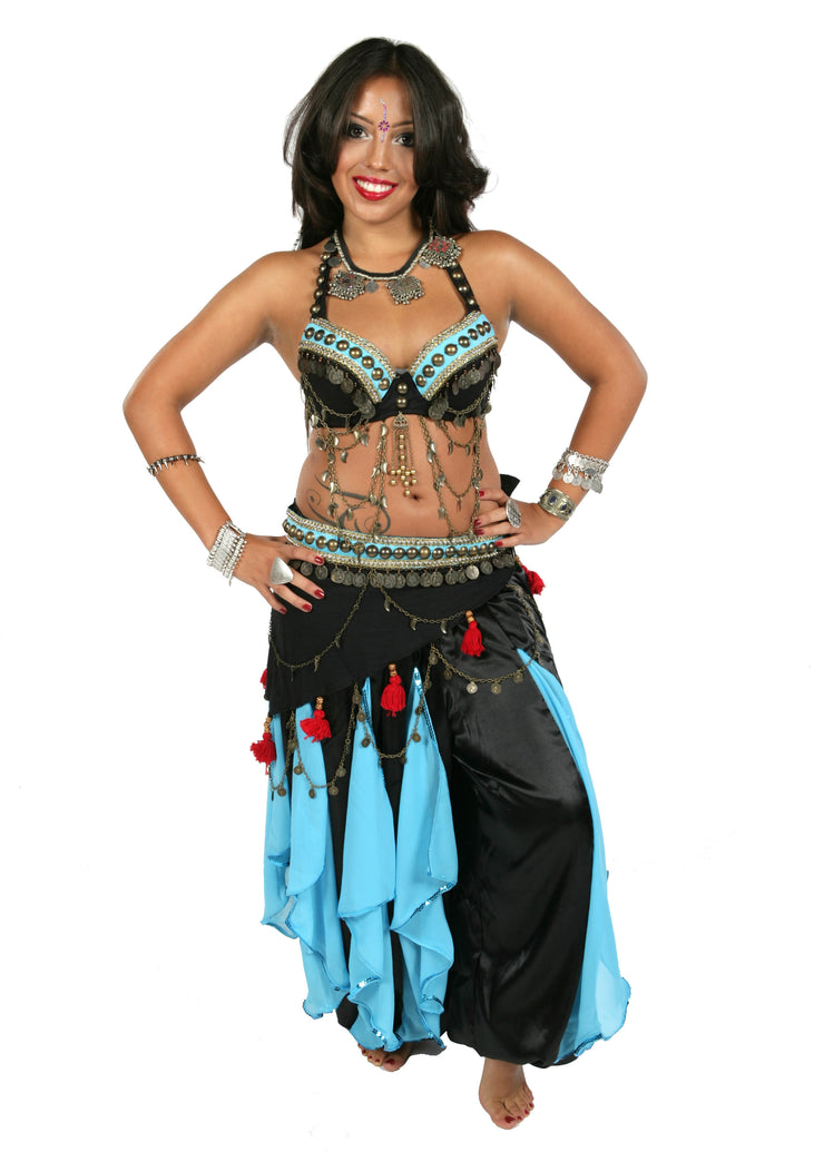 Belly Dance Tribal Pants, Bra & Belt Costume Set | Pera Tribes Jen&Spin