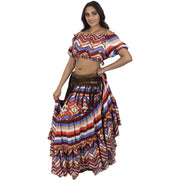 Belly Dance 25 Yard Skirt With Peasant Top & Belt Set
