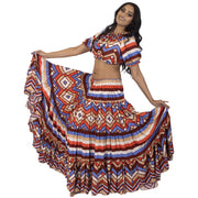 Belly Dance 25 Yard Skirt With Peasant Top & Belt Set