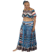 Belly Dance 25 Yard Skirt With Peasant Top & Belt Set