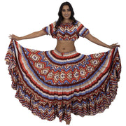 Belly Dance 25 Yard Skirt With Peasant Top & Belt Set