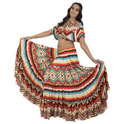 Belly Dance 25 Yard Skirt With Peasant Top & Belt Set