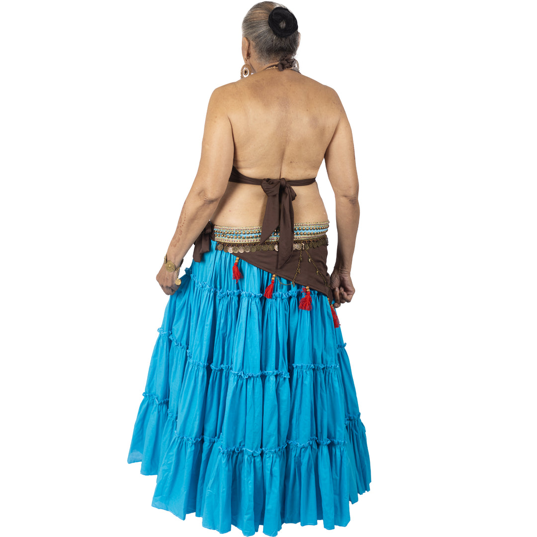 Belly Dance Tribal Bra, Scarf, & 25yrd Skirt Costume Set, C Cup