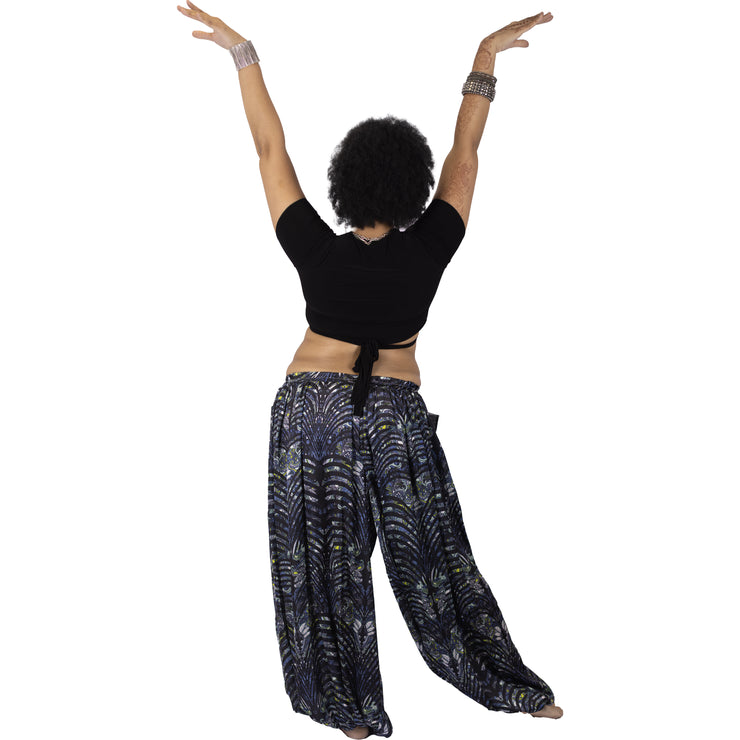 Belly Dance Choli Tie Top & Harem Pants with Side Cut Out Costume Set
