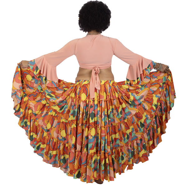 Belly Dance 25yrd Skirt, Top & Hip Scarf Costume Set