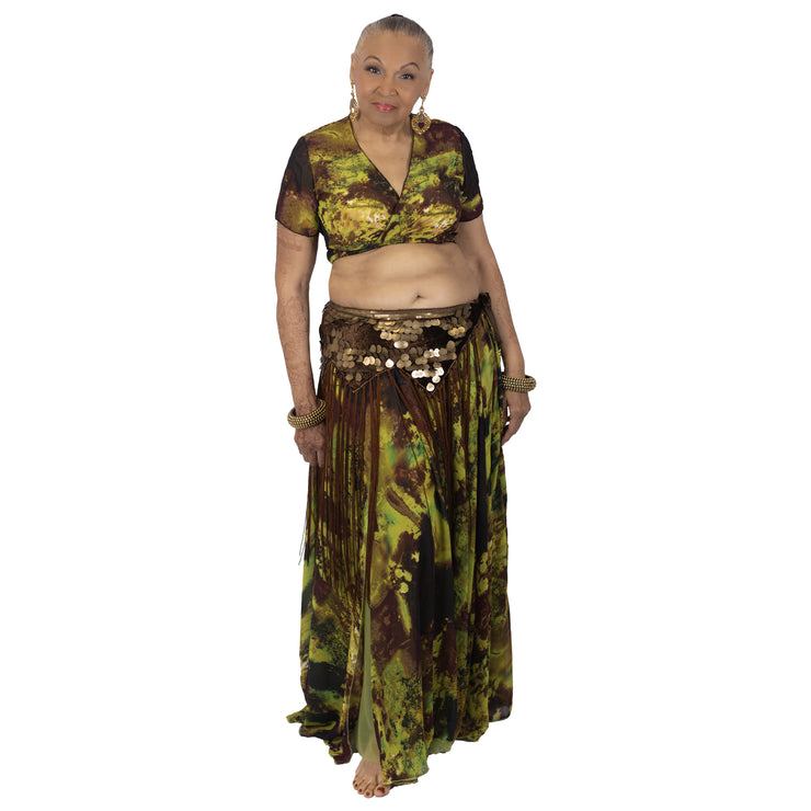 Belly Dance Top, Skirt & Hip Scarf Costume Set