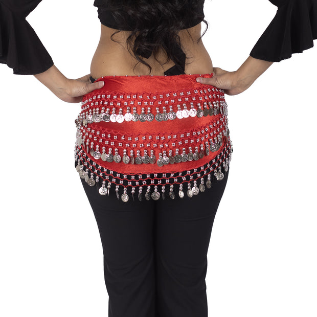Belly Dance 3 Straight Rows Velvet Hip Scarf | VOLITAL