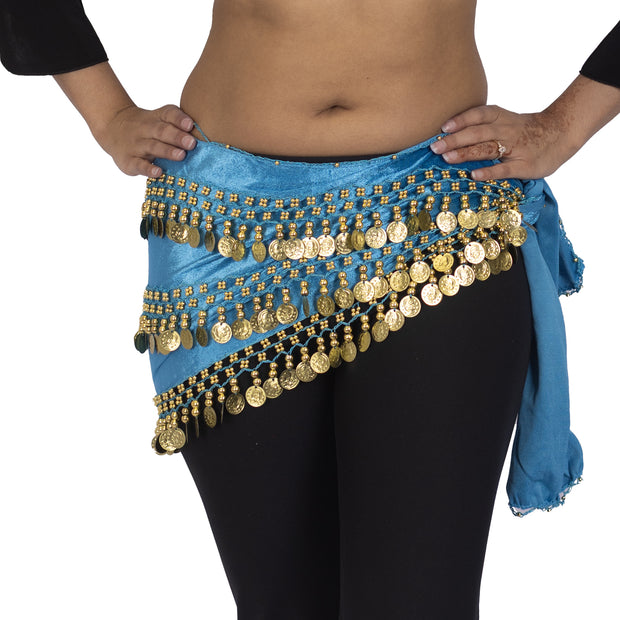 Belly Dance 3 Straight Rows Velvet Hip Scarf | VOLITAL