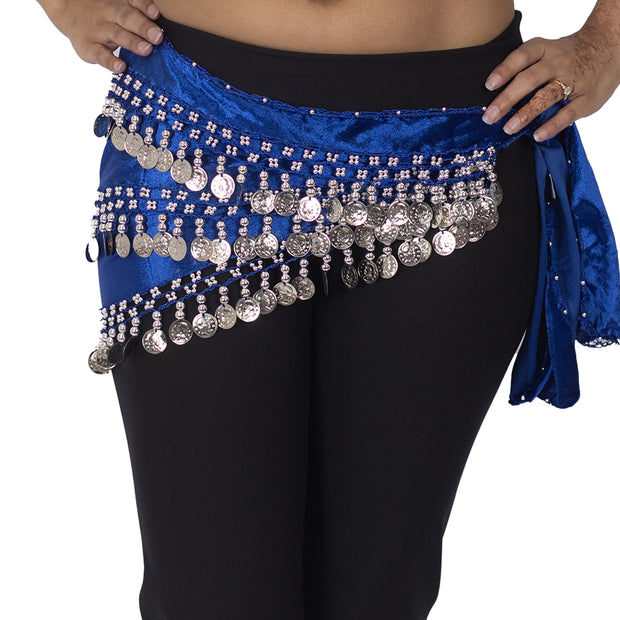 Belly Dance 3 Straight Rows Velvet Hip Scarf | VOLITAL