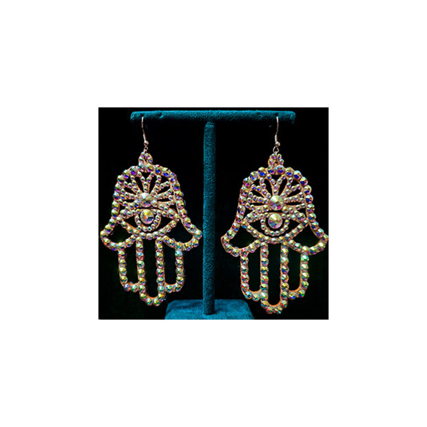 Belly Dance Rhinestone Hamsa Earrings