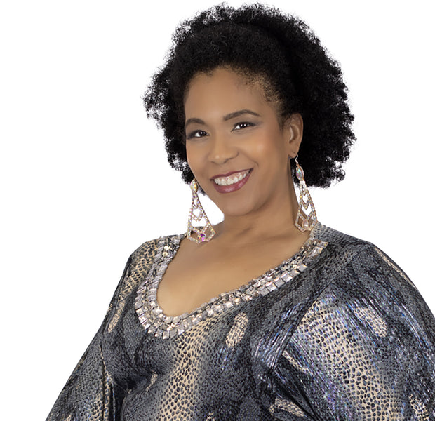 Belly Dance Rhinestone Earring with Faux Leather Backing