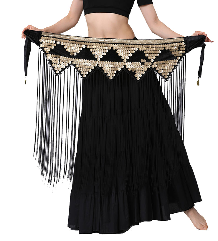 Belly Dance Tribal Fringe Hip Scarf with Palettes