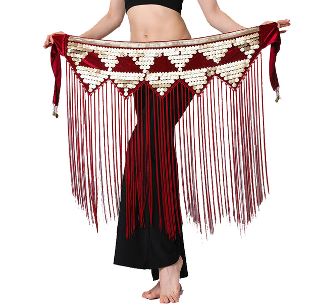 Belly Dance Tribal Fringe Hip Scarf with Palettes