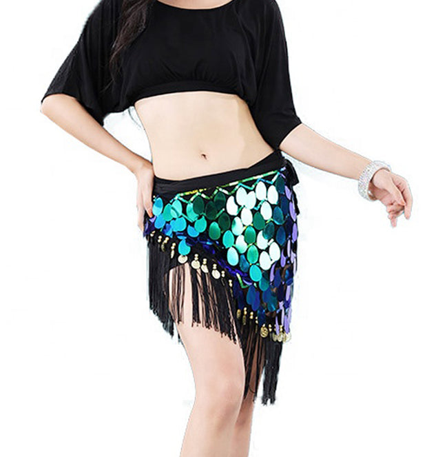 Belly Dance Large Sequin Hip Scarf with Fringe