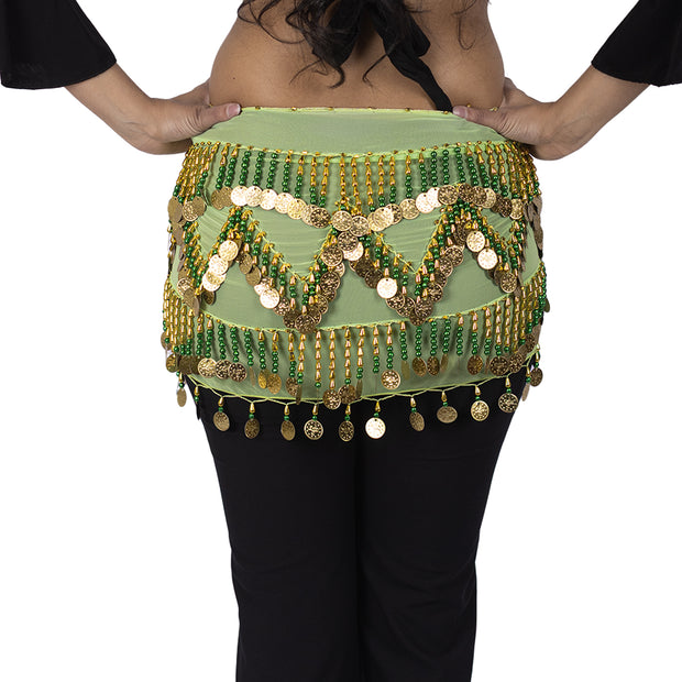 Belly Dance Chiffon Colorful Beaded Hip Scarf | DYNAMITE DUNES