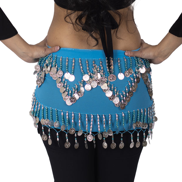 Belly Dance Chiffon Colorful Beaded Hip Scarf | DYNAMITE DUNES