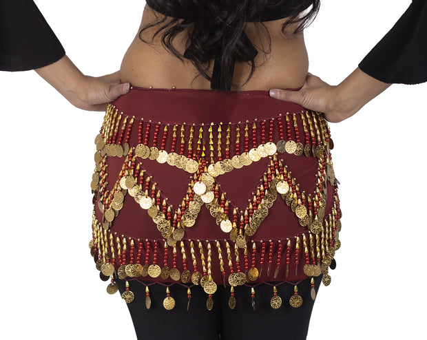 Belly Dance Chiffon Colorful Beaded Hip Scarf | DYNAMITE DUNES