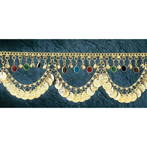 Belly Dance Necklace With Glass Charms and Coins