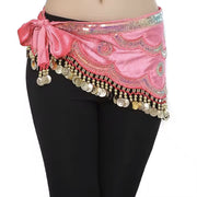 Belly Dance Velvet Hip Scarf With Gold Coins