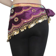 Belly Dance Velvet Hip Scarf With Gold Coins