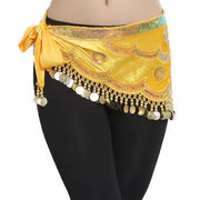 Belly Dance Velvet Hip Scarf With Gold Coins