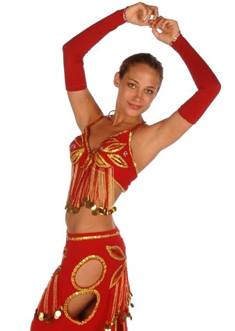 Belly Dance Professional Top, Skirt, Veil & Gloves Costume Set