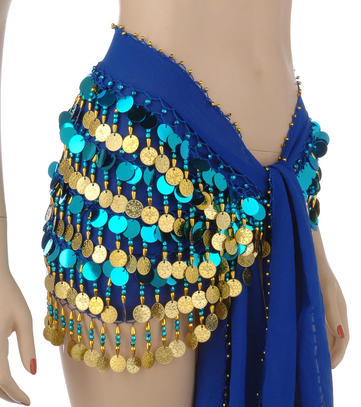 Belly Dance Chiffon Multi-Row Hip Scarf |  HIBANI FLOURISH