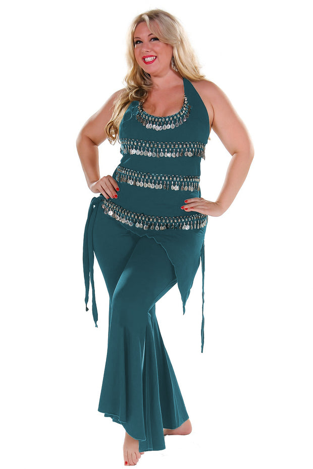 Belly Dance Plus Sized Lycra Pants & Top Costume Set | Dazzling Masri
