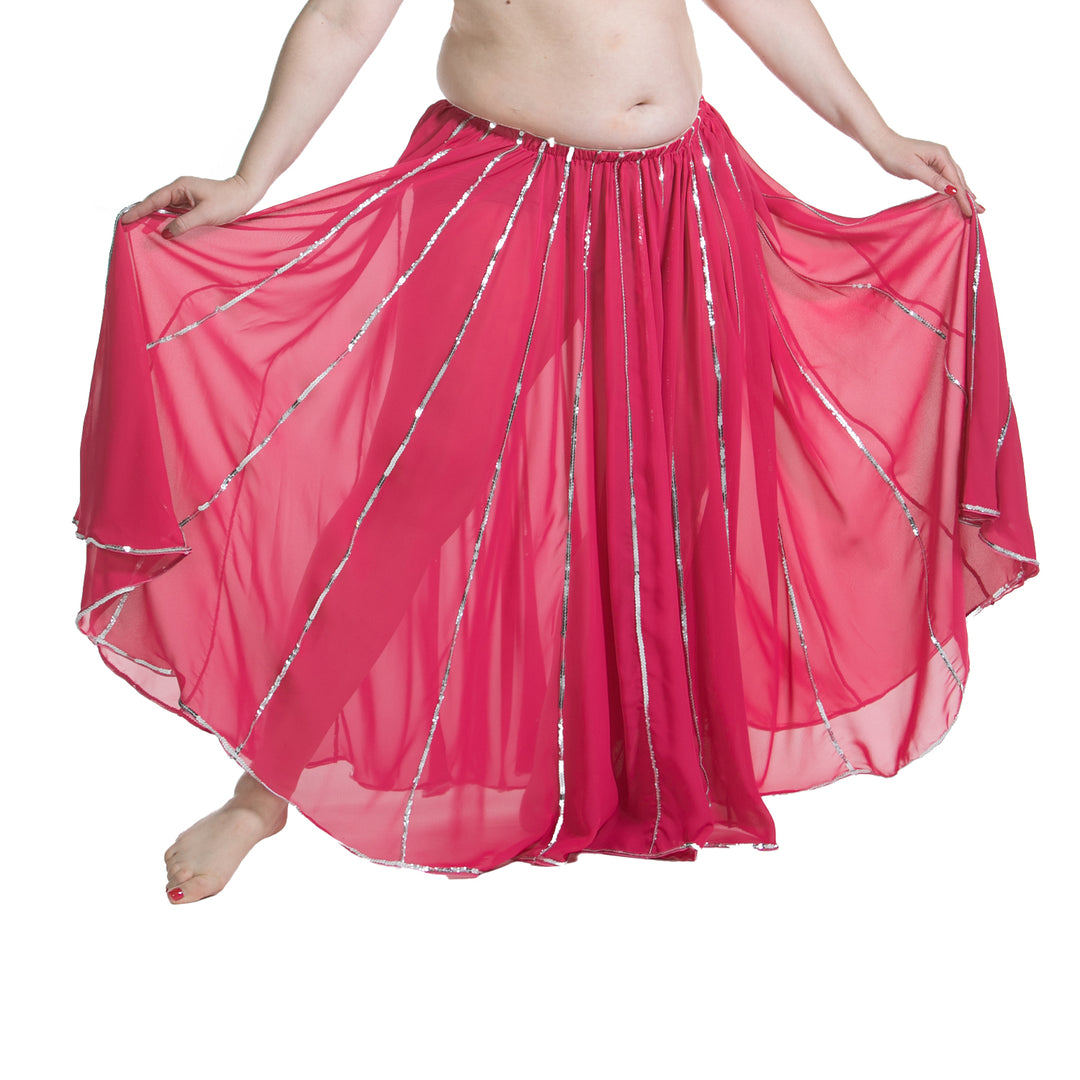 Jupe Longue Panneaux 8 Pétales TMS Chiffon, Danse Orientale, Tribale, Gitan, 99 Couleurs