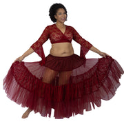 Belly Dance Lace 25 Yard Skirt With Top & Fringe Hip Scarf