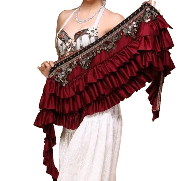 Belly Dance Ruffled Tribal Hip Scarf
