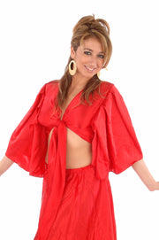 Belly Dance Satin Fluted Sleeve Top | RAQS ROMANI