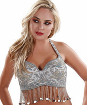 Belly Dance Sequined Bra with Coins | RAQS SHOWSTOPPER
