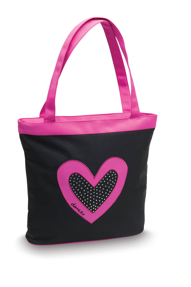 Dancer's Heart with Rhinestones Black Dance Bag by Danshuz