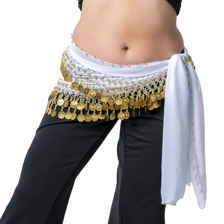 Belly Dance Chiffon 3 Straight Rows Hip Scarf | TURKISTANI