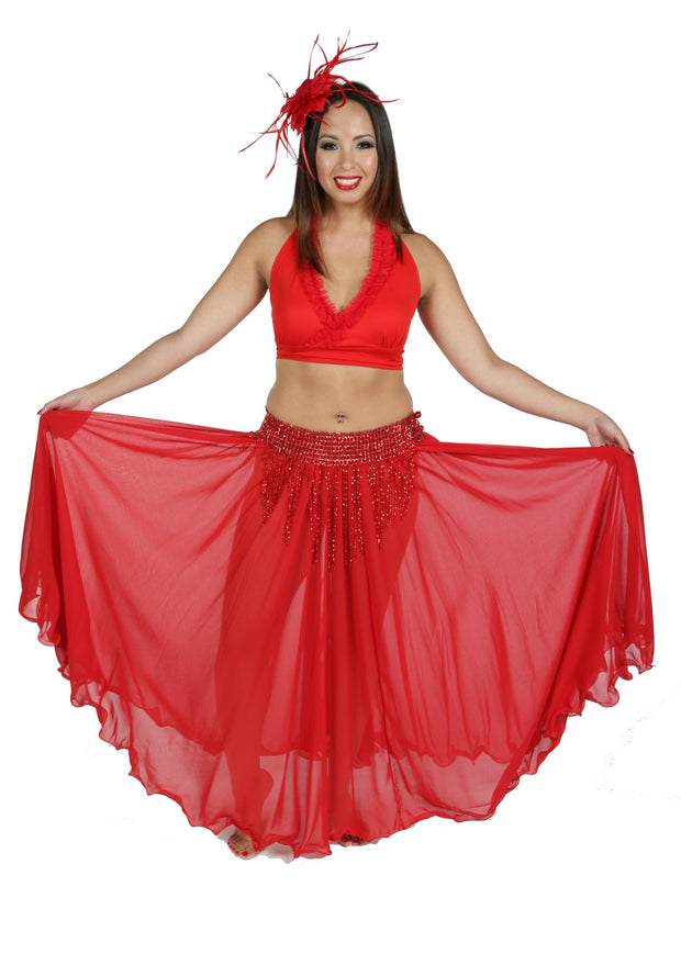 Belly Dance Skirt-Top & Beaded Belt Costume Set | Shereen