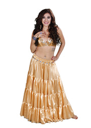 Belly Dance Golden Skirt, Bra & Belt Costume Set | Princess of Raqs