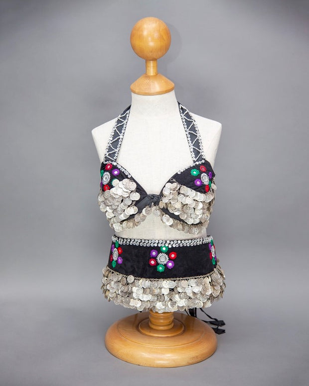 Belly Dance Tribal Bra and Hip Wrap Costume Set