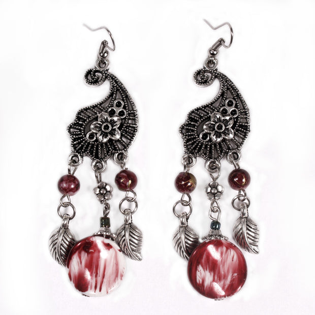 Belly Dance Color Stone & Leaf Earrings |  RAQS SONNER