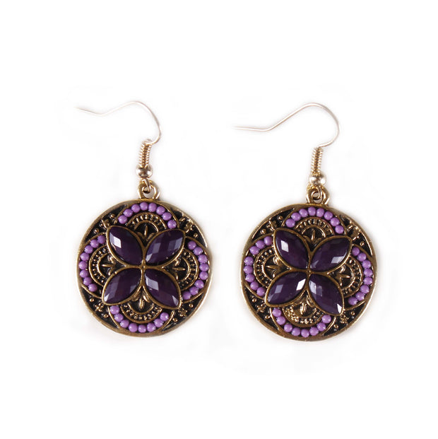 Belly Dance Flower Stoned Earrings | SUN STONE