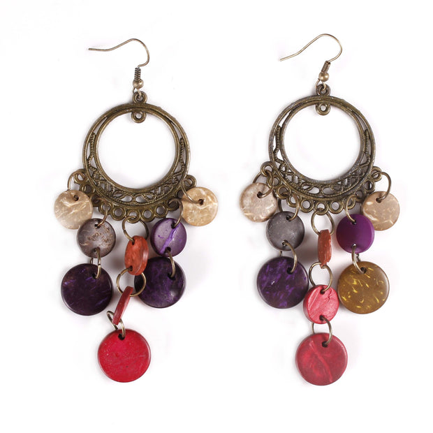 Belly Dance Circular Colorful Stoned Earrings |  RAQS CANDY